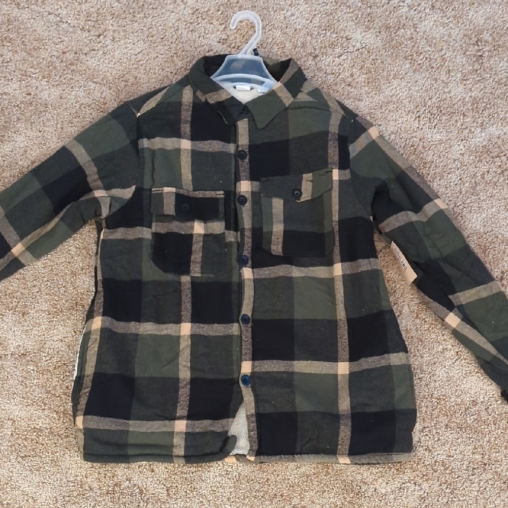 Men's Size Medium - Lined Plaid Button-Up Shirt Jacket